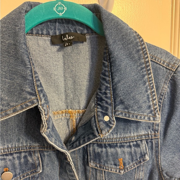 Lulu's Blue Denim Mini Dress with Short Sleeves - Picture 2 of 5